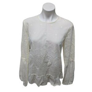 Peruvian Connection Size 8 Blouse Cotton Eyelet